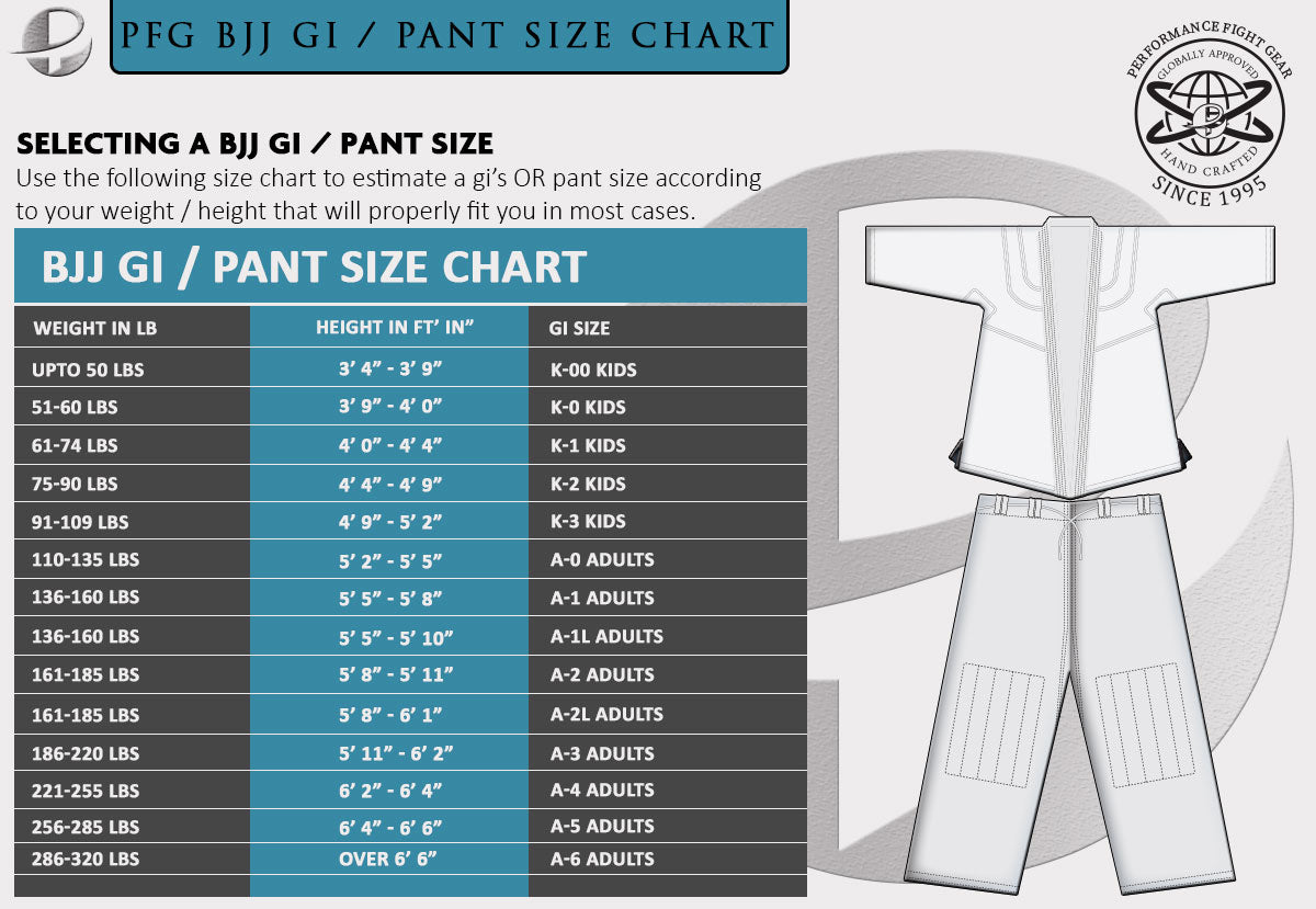 Jiu Jitsu Gi Belt Sizes