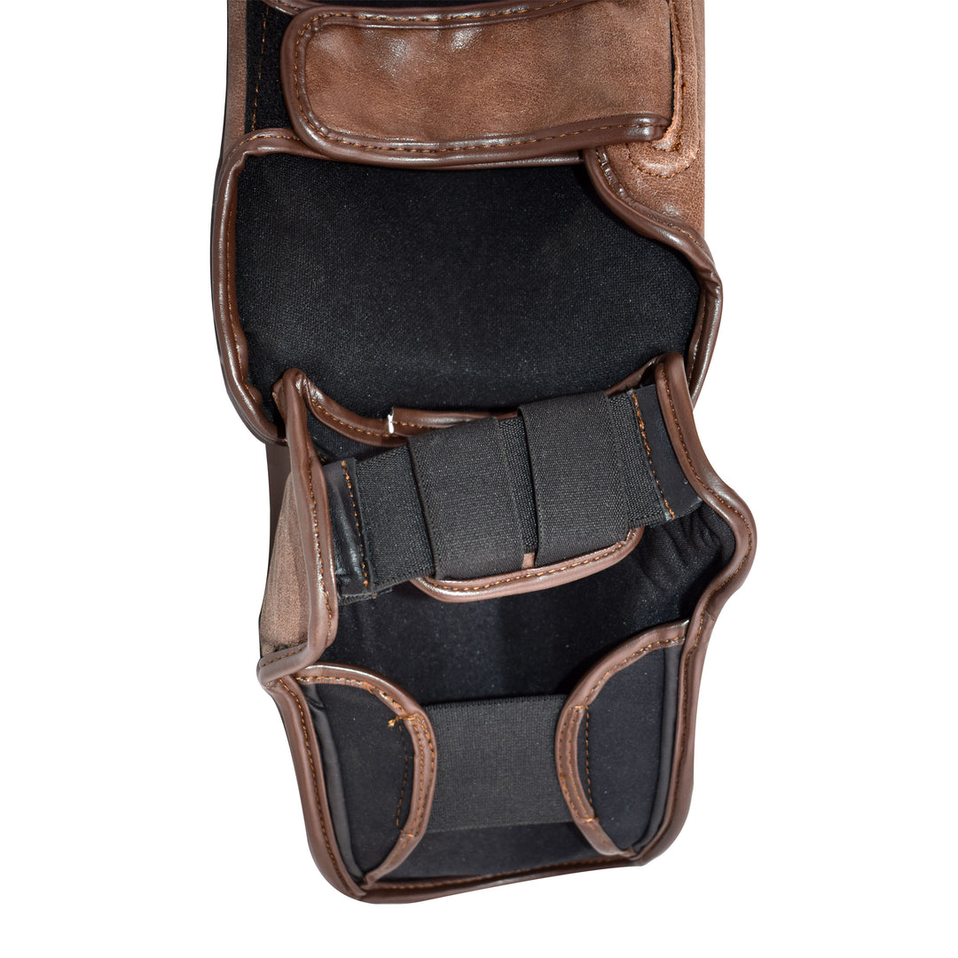 PFG Brown Vintage Genuine Leather Shin Instep - Boxing MMA Muay Thai Protection & Training