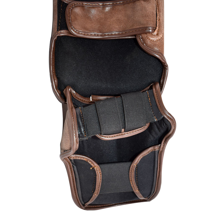 PFG Brown Vintage Genuine Leather Shin Instep - Boxing MMA Muay Thai Protection & Training