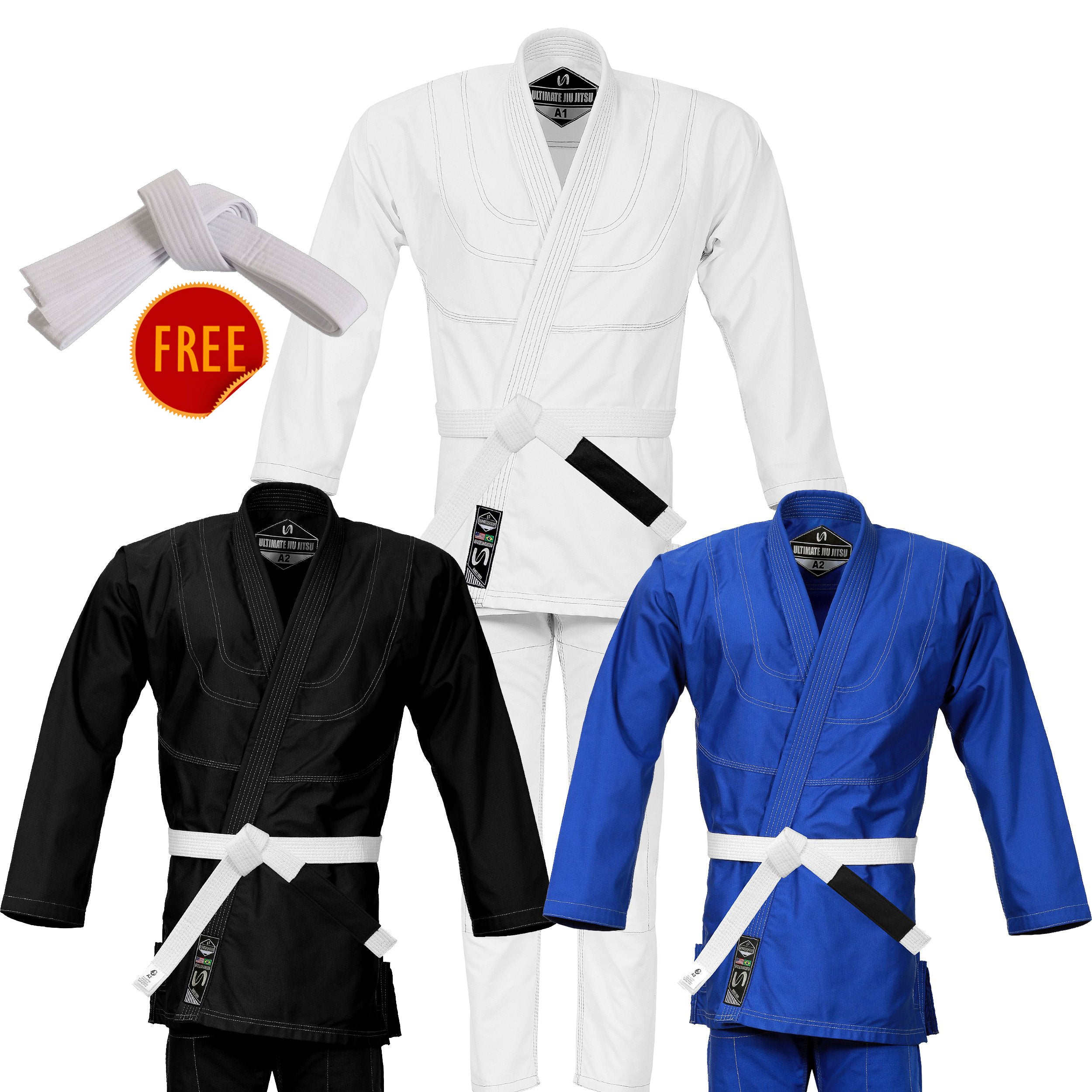 A5 YCH shops White/Black Brazilian Jiu Jitsu Uniform Apparel Kimono Pants 100% Cotton