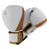 Elite Boxing Gloves White Gold - Boxing MMA Muay Thai Training And Bag Work