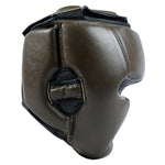 PFG Vintage Brown Genuine Leather Head Guard for Boxing MMA Muay Thai Training