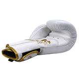 Pro Fight Gloves White/Gold (Genuine Leather) - PFGSports